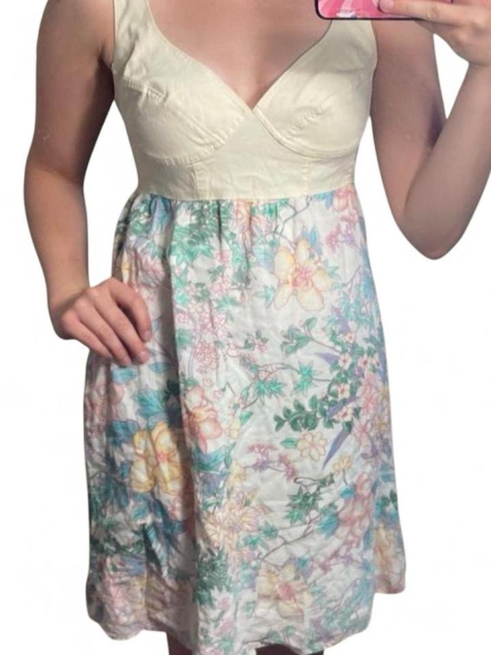 Lux Cream and Pastel Print Dress